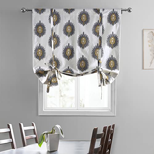 Image of HPD Half Price Drapes Room Darkening Tie Up Curtains 46 X 63 Inch Mayan Printed Cotton Window Roll Up Balloon Curtain for Living Room, Kitchen PRTW-TUD02A-63 (1 Panel), Mayan Gold