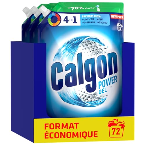 Calgon Gel Power 4en1 - Anticalcaire, anti-corrosion, protège contre les résidus et odeurs - 3x1,2L