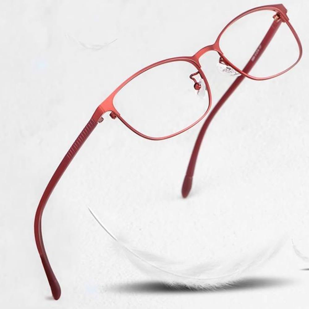 Ultraligero Gafas de lectura Moda Oval rojo Gafas Mujeres Gafas de computadora Anti Glare Gafas de lectura Metal Flexible Montura
