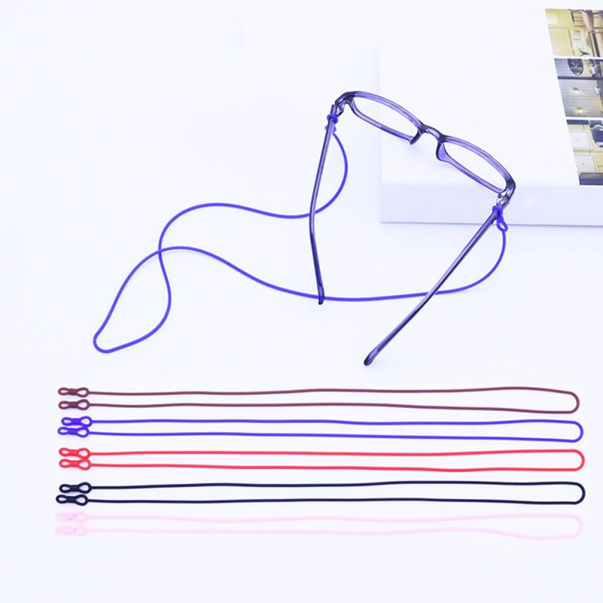 Toddmomy 6pcs Silicone Eyeglass Lanyards Elastic Glasses Straps Anti-lost Neck Hanging Chains for Men Women Multi-color Safety Eyewear Retainers