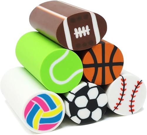 Honbay 6 borradores largos con temática deportiva, para baloncesto, fútbol, fútbol, béisbol, tenis, voleibol, suministros escolares en casa o