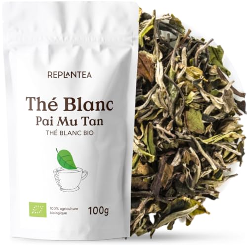 THÉ BLANC BIO 100g (50 Tasses) | Bai Mu Dan Thé Blanc | White Peony Tea REPLANTEA