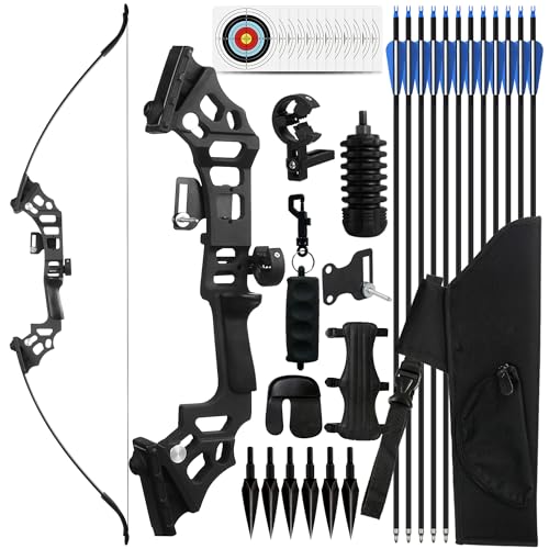 SERfawnCH 30/40lbs Recurve Bow & Arrow Set for Adults, Right-Handed Takedown Bow with Carbon Arrows, Hunting & Archery Practice Kit for Outdoor Target‌