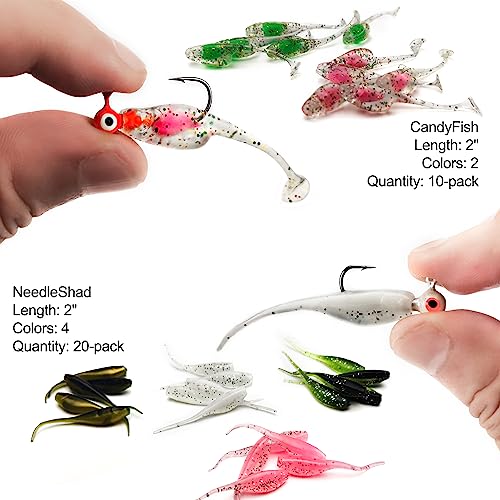 VMSIXVM Crappie Tube Lures Jig Heads Soft Plastic Baits Worms Kit, 124 Pcs by VMSIXVM - Used condition - Image 4
