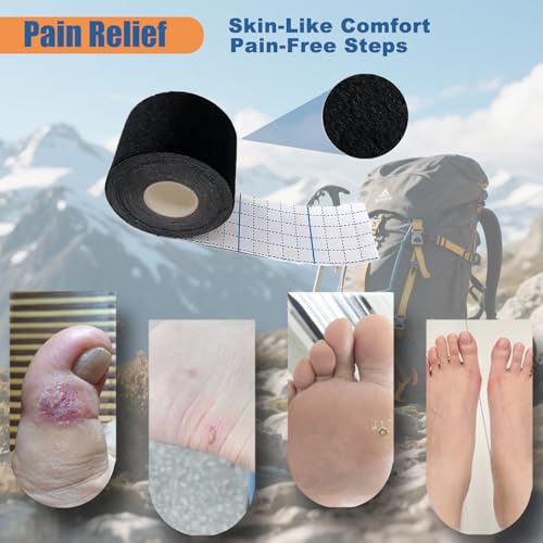 Image of Moleskin for Blisters, 2in x 16ft Adhesive Blister Bandages for Feet, Heels & Toes, Mole Skin for Blister Prevention & Foot Protection, Water Resistant Medical Padding Tape, Single Roll Black