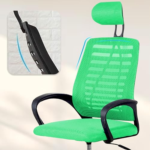Image of Casa Copenhagen,Mesh Office Desk,Rocking, Ergonomic Computer Chair Adjustable High with Headrest and Comfortable Armrest Swivel Chair -Green & Black Handle