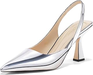 Coutgo Womens Slingback Stiletto High Heels Closed Pointed Toe Pumps D’Orsay Sexy Office Dress Shoes