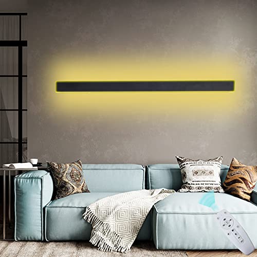 Applique murale linéaire noire dimmable avec télécommande pour jardin et salon