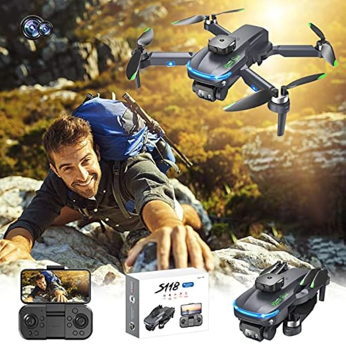 Hedgx Drone with 4k Camera for Adults, Dual-Camera Folding UAV 4K HD Aerial Photography Drone, Brushless Motor, Mobile Phone Control, Multiple Flight Modes, Gift for Family