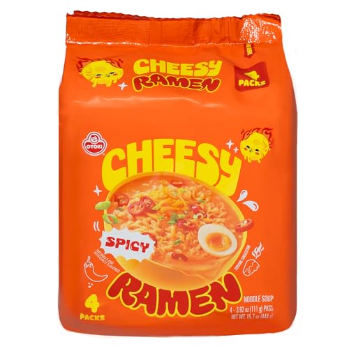 OTOKI Cheesy Ramen – Cheddar & Mascarpone Flavor | Creamy & Savory Stir-Fry Korean Instant Noodles | 3.88 oz (Pack of 4)