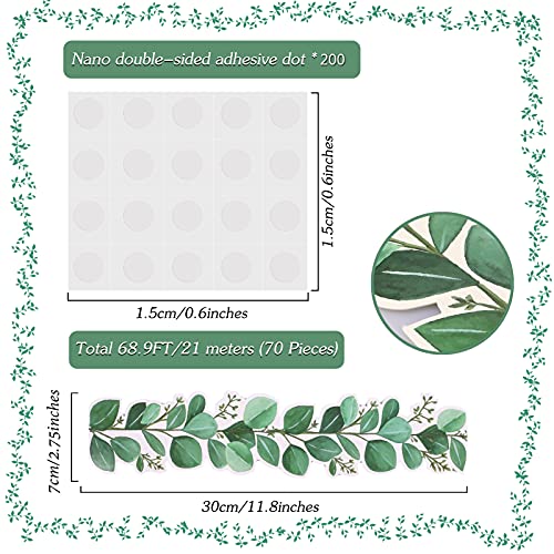 69 Ft Bulletin Board Borders Card, Eucalyptus Die-Cut Borders Classroom Bulletin, Green Leaves Classroom Borders With Double-Sided Adhesive, Tropical Wall Decor Sign For Home School Classroom (70 Pcs) #TOP1