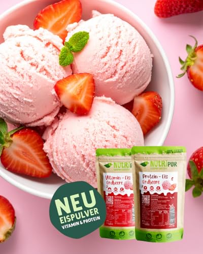 Nutripur Eispulver Erdbeere – Vitamin Eis Pulver zum Selbermachen – Zuckerfrei, Natürlich, Für Kinder geeignet – Vitamin C Quelle – Ohne Zusatzstoffe - Vegan - 100g (Protein-Eis) – Bild 3