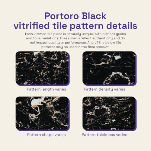 Image of Wakefit Mochi Dining Table - Portoro Black - 6 Seater I Marble Finish I Vitrified Tile Top I Portoro Black