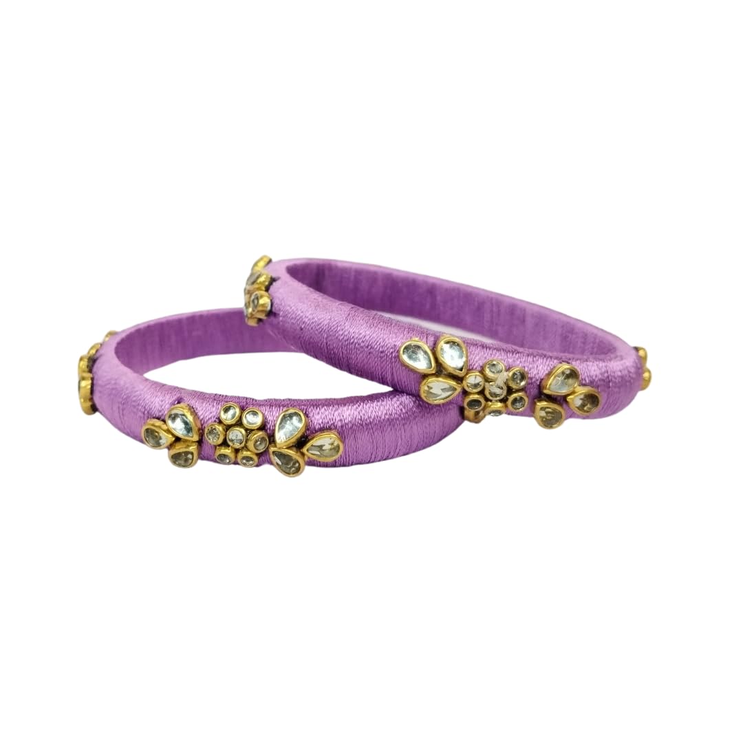 MAIKA Lavender Bangles with Silk Base for Office and Casual Wear | 2 Pc in a set (24) (B0CNS24H4L) Amazon Price History, Amazon Price Tracker