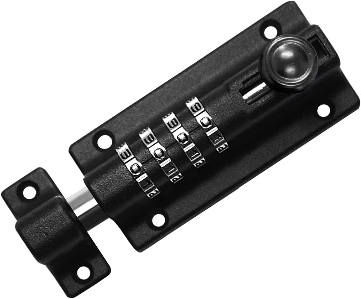 Nvsfzgiyg Sliver Slide Bolt Door Lock Hasp,Gate,-008 Combination Locking,4 Digit Security Latch Set Your Own Password,Black(Sliver)