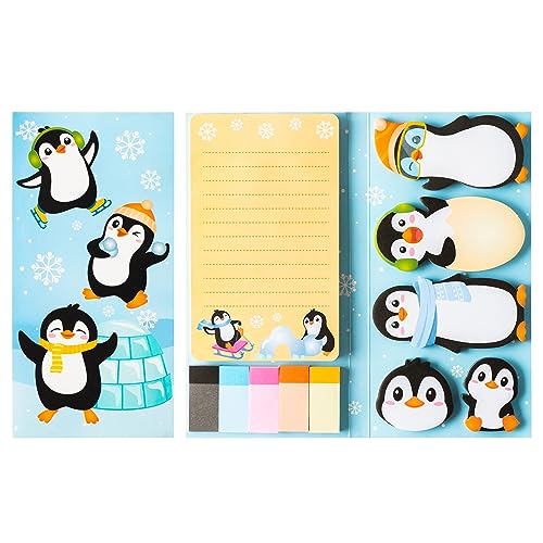 B1ykin Cute Sticky Notes Set - Winter Snowflake Penguin Shaped