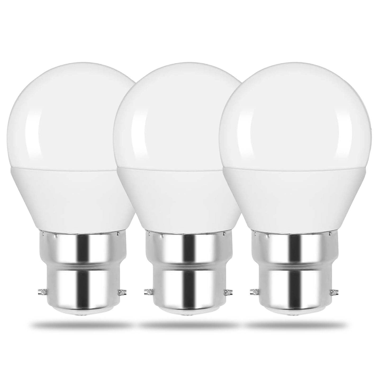 TRIJZHOU 3 Pack B22 LED Light Bulbs 5W Equivalent to 50W Halogen Natural White 4000k 500 Lumen 220V 230V 360° Beam Angle Energy Saving B22 Base Bulb