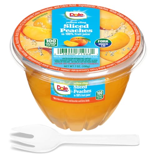 Image of Dole Fruit Bowls Diced Peaches in 100% Juice Snacks, 7oz 12 Total Cups, Gluten & Dairy Free, Bulk Lunch Snacks for Kids & Adults