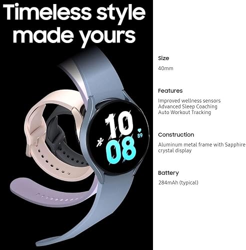 Miniatura 7 de Samsung Galaxy Watch 5 (40mm, WIFI + 4G LTE) 1.2" Super AMOLED Smartwatch GPS Bluetooth w/ Advanced Sleep Coaching, Bioactive Sensor, Water