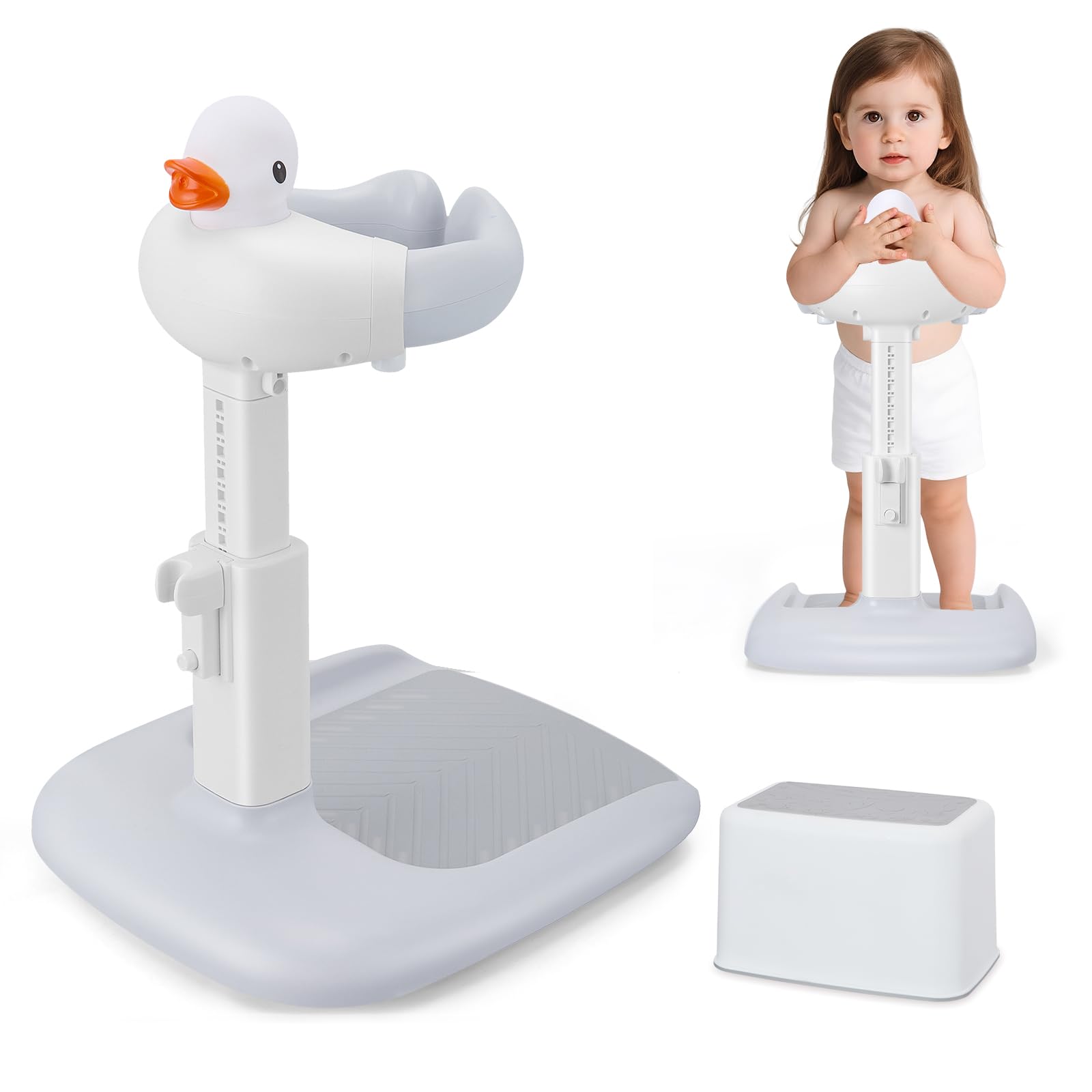 Baignoire bébé avec support de douche, Support de Douche Bébé Debout,Aspiration Stable et Forte,Support pour Bébé Douche,idéal comme douche bebe debout et cadeau prénatal