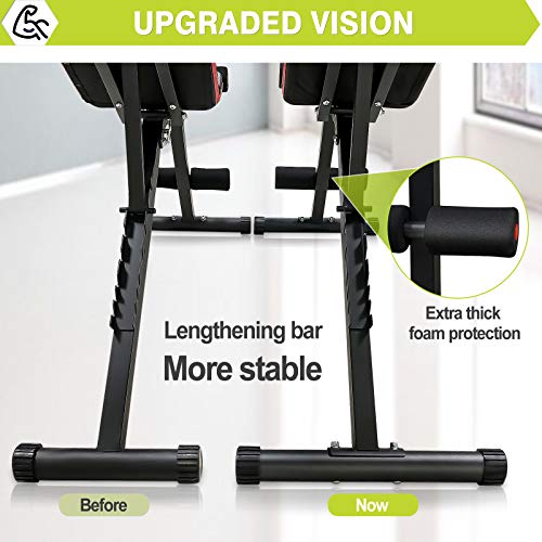 LINODI Weight Bench, Workout Bench for Home Gym, Adjustable Strength Training Benches for Full Body Workout, Multi-Purpose Foldable Incline Decline Gym Bench