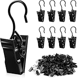 Hamminy Christmas Light Clips Metal Roof String Light Hangers for Shingles Gutter Hooks Metal S Hooks Curtain Clips for Indoor Outdoor Christmas Holiday Party Decoration（50 Pack, Black）