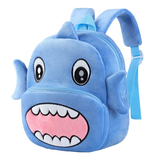 HAHASHOW 3D Tier Rucksack Kindergarten Plüsch Mini Kindergarten Rucksack für jungen mädchen – Leichter Schulranzen für Kindergarten, Reisen & Outdoor, Hai