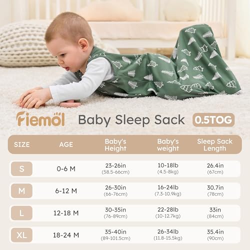 Image of Baby Sleep Sack 18-24 months, 100% Cotton Sleeping Sack for Toddler, 3 Pack Baby Wearable Blanket, 0.5 Tog Lightweight Double Zipper Sleep Bag XLarge Brown Green Lion