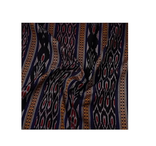 Image of Premium Sambalpuri Ikat Weave Pure Handloom Cotton Shirt Fabric - Authentic Odisha Traditional Tie-Dye Craft, Soft & Breathable Natural Cotton Material for Custom Tailoring, Casual & Formal Wear
