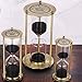 SuLiao Hourglass Sand Timer 60 Minute, Vintage Brass Black Sand Clock Stand, Large Metal Sand Watch 60 Min, Unique Antique 1 Hour Glass Sandglass for Home, Office, Desk Decor
