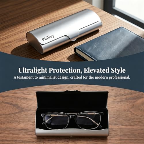 Image of Philley Aluminum Ultra-Light Eyeglasses Case Hard Shell Nearsighted Glasses Case for Women & Men