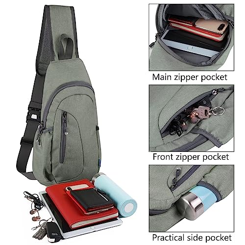 TITECOUGO Small Sling Bag Lightweight Canvas Crossbody Bag for Women Rucksack for Men Running Backpack Travel Chest Pack Shoulder Daypack for Gym Work Outdoor Hiking Sports Dark Grey - Image 2