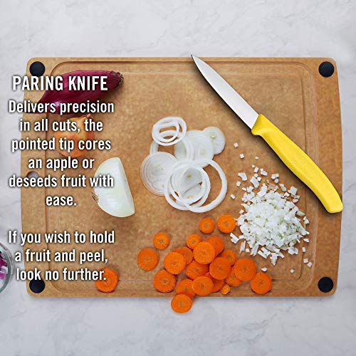 Image of Victorinox Swiss Made Stainless Steel Swiss Classic Paring Knife, Kitchen Tools, Kitchen Items, 8 cm Straight Edge, Yellow, 6.7606.L118