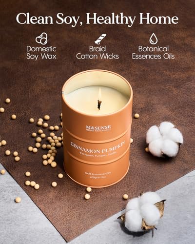 Image of M&SENSE Cinnamon Pumpkin Scented Candles Large,Christmas Soy Candles,21.2oz 120 Hour Slow Burning,Aromatherapy Candle for Stress Relief Meditation Relaxing,Christmas Decor