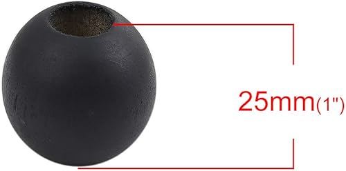 Miniatura 2 de 40 cuentas de macramé de madera pintadas de color gris oscuro con agujero grande de 0.945 in redondo con agujero grande de 0.354 in