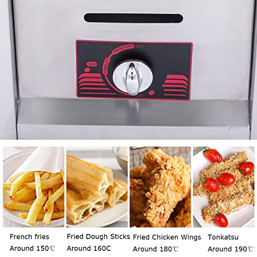 Gas Friteuse Kommerzielle Fritteuse Edelstahl Fritteuse, 10L/20L Gas Fritteuse,mit Frittierkorb und Deckel,Für Restaurant Home für Brathähnchen und Pomm,DoubleCylinder – Bild 3