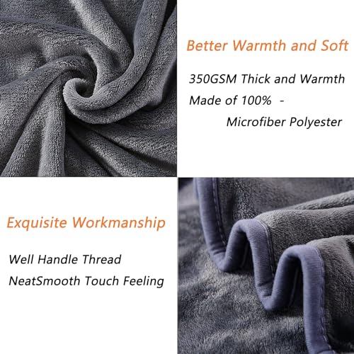 SOFTCARE-Fleece-9090-Bed-Blanket-with-Eye-Mask-Headband-All-SeasonAnti-StaticThicken-350GSM-Warm-Fuzzy-Blanket-Lightweight-Thermal-Blanket-for-CouchBedand-Sofa-Dark-Gray-Queen-Size