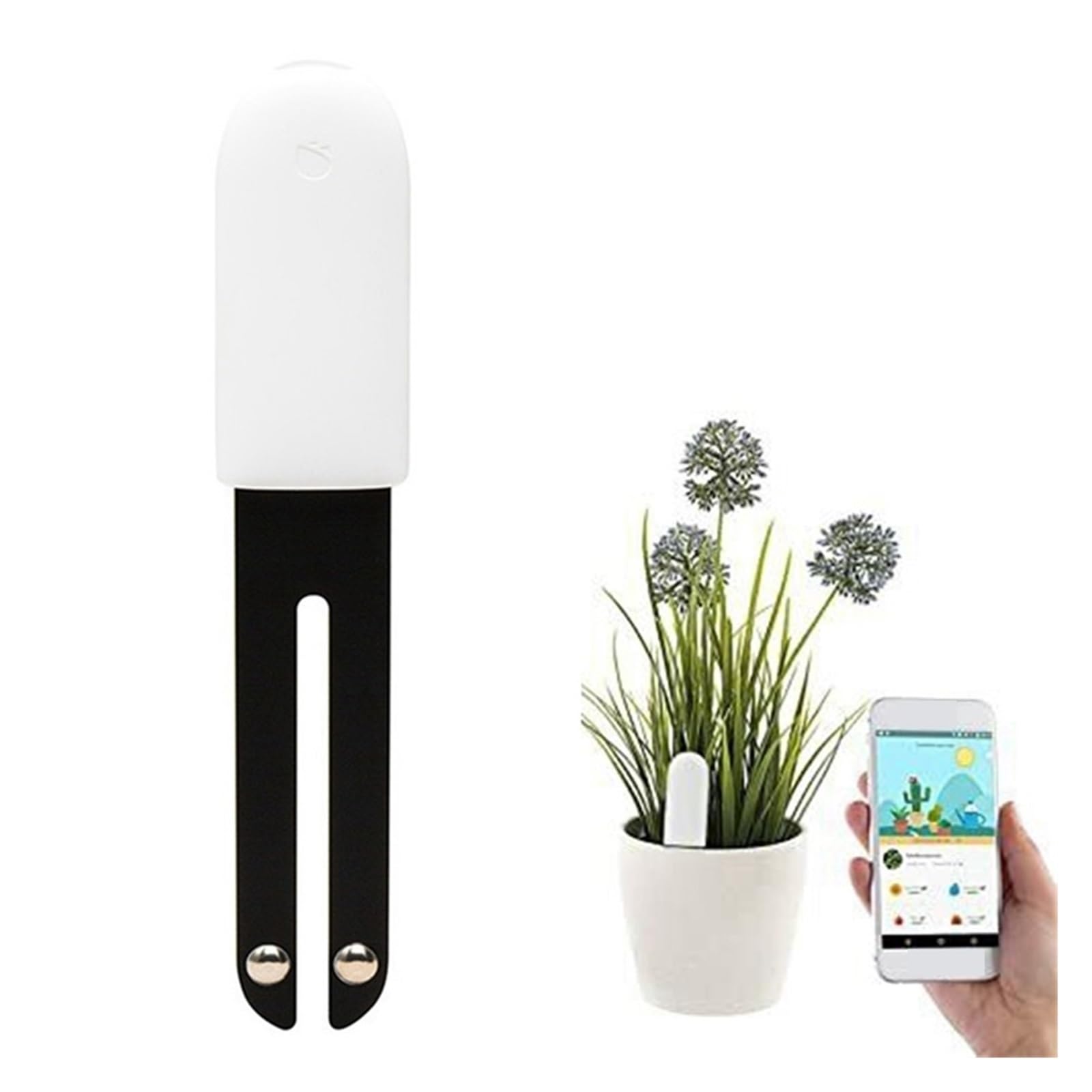 Monitor de Plantas de Flores, rastreador de Prueba de Suelo, Monitor Inteligente Bluetooth for Temperatura de fertilidad de Humedad Ligera(White)