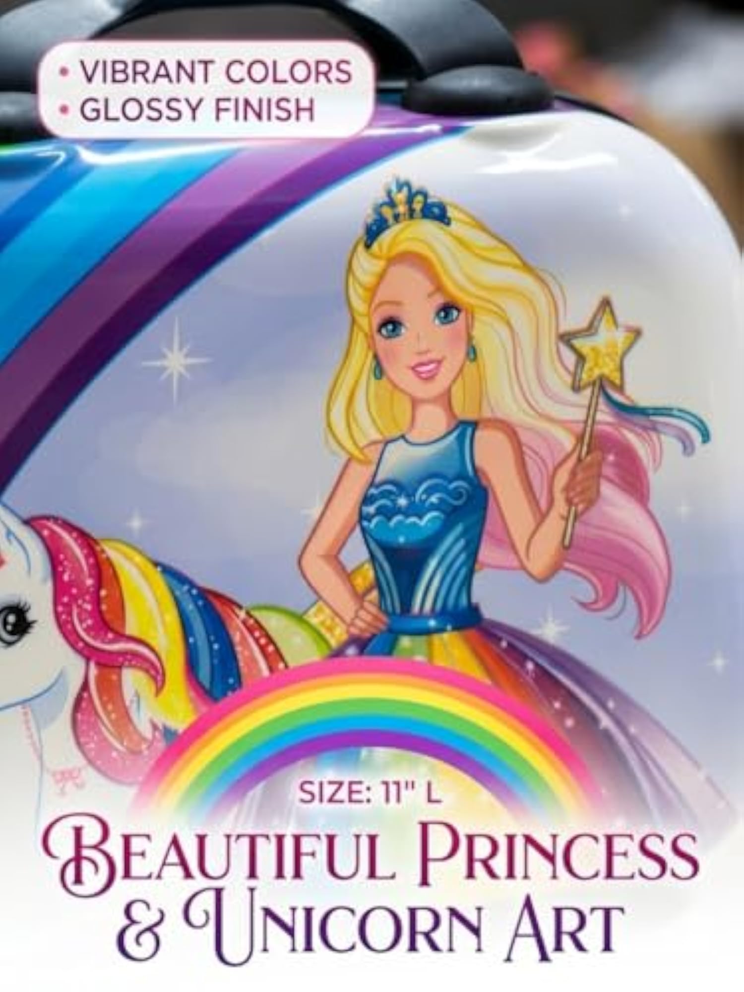 Girls' Princess Unicorn Rainbow Theme Hardshell Vanity Case