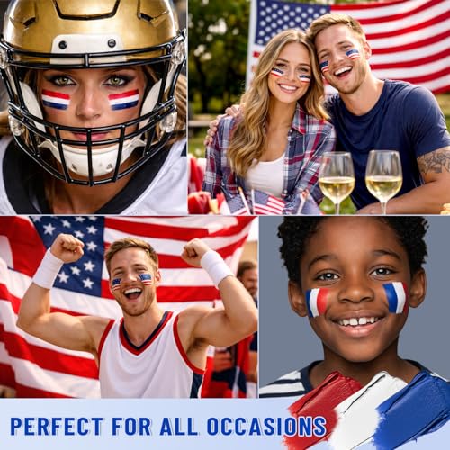 Image of BADCOLOR France Red White Blue Face Body Paint Stick Set, Waterproof Sweatproof Oil Based Facepaint for Paraguay Netherlands Australia Football, Rugby, Softball, Baseball, Lacrosse, Sports Accessories