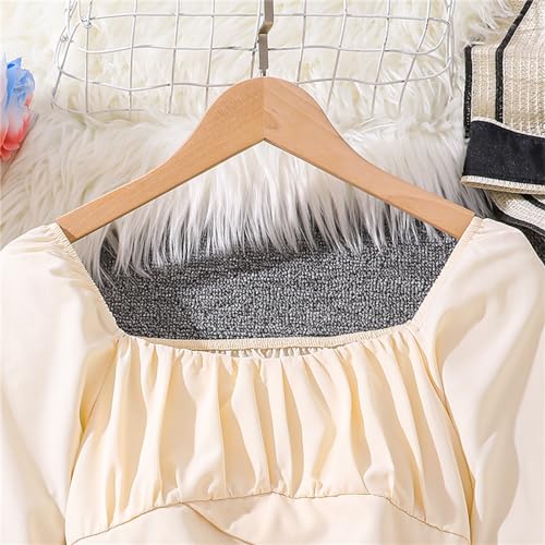 Girls Summer Cute Dress Smocked A-Line Ruffle Hem Midi Dresses for Tween Kids Casual Soild Elegant (White #2, 10 Years)3