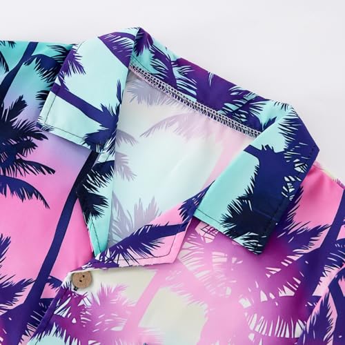 Image of Weixinbuy Boys Summer Outfits Short Sleeve Hawaiian Shirt and Shorts Vacation Set for Kids Summer Clothes Set