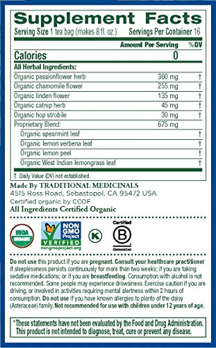 Traditional Medicinals Organic Nighty Night With Passionflower Herbal Tea, Promotes A Good Night’s Sleep, (Pack Of 1) - 16 Tea Bags #TOP4