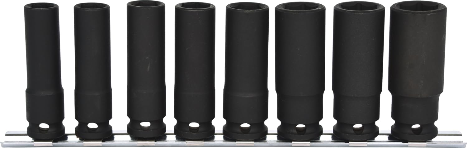 KS Tools 515.0648 Jeu de douilles longues à chocs sur rail 3/8" 8 pièces
