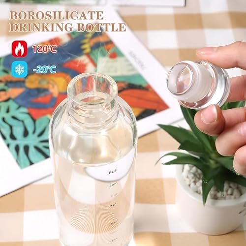 Image of Borosilicate Glass Water Bottle 500ml Pack of 6 - Leak Proof Airtight Cap | Time Marker | BPA Free Fridge Bottle for Office, Gym, School, Travel | Reusable Multicolor Set (Multicolor)