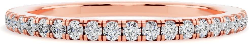 0.25 and 0.5 Carat 14K White Yellow and Rose Gold Round Cut Natural Diamond Full Eternity Band for Women Wedding Anniversary Stackable | H-I Color SI2-I1 Clarity | Fine Jewelry Gift for Her Size 4-9