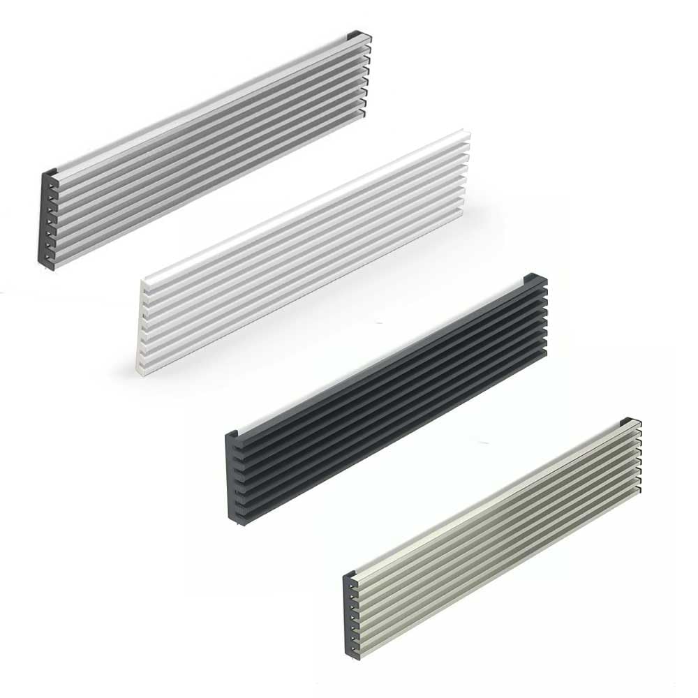Rejilla de Aireación para Horno de Cocina – Ventilación Superior o Inferior para Mueble Empotrable – 8 Lamas, 598x124mm - Modulo 60 – Blanco, Negro, Cromo Mate, Inox (Inox)