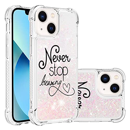 Compatible con iPhone 13 Mini Custodia Liquid Cases Bling Glitter Sparkle Floating Shockproof Phone Cover per 13 Mini Case Pink Dreaming YB. silicone