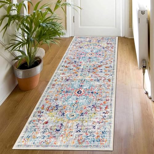 SHACOS Alfombra Larga para Pasillo 60x180cm Alfombra Cocina Lavable Antideslizante Gris Alfombra Larga Habitación Pelo Corto Alfombra Corredor Pasillo para Entrada Cocina Lavanderia