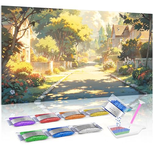 Kit completo de diamond painting Jumpdot de hermosa casa y punto de cruz diamante, 70x40 cm